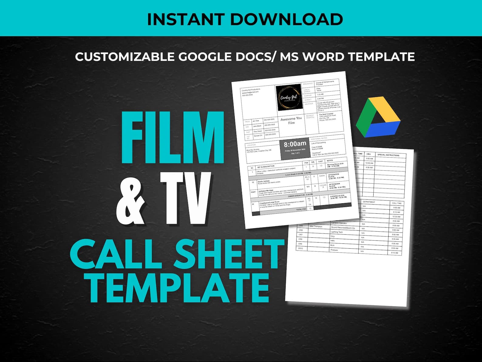 Film & TV Callsheet Template