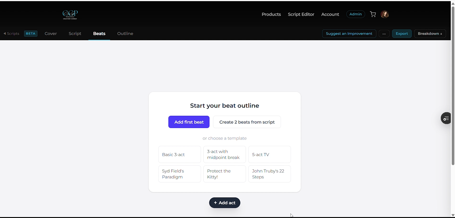 Script editor screenshot 1