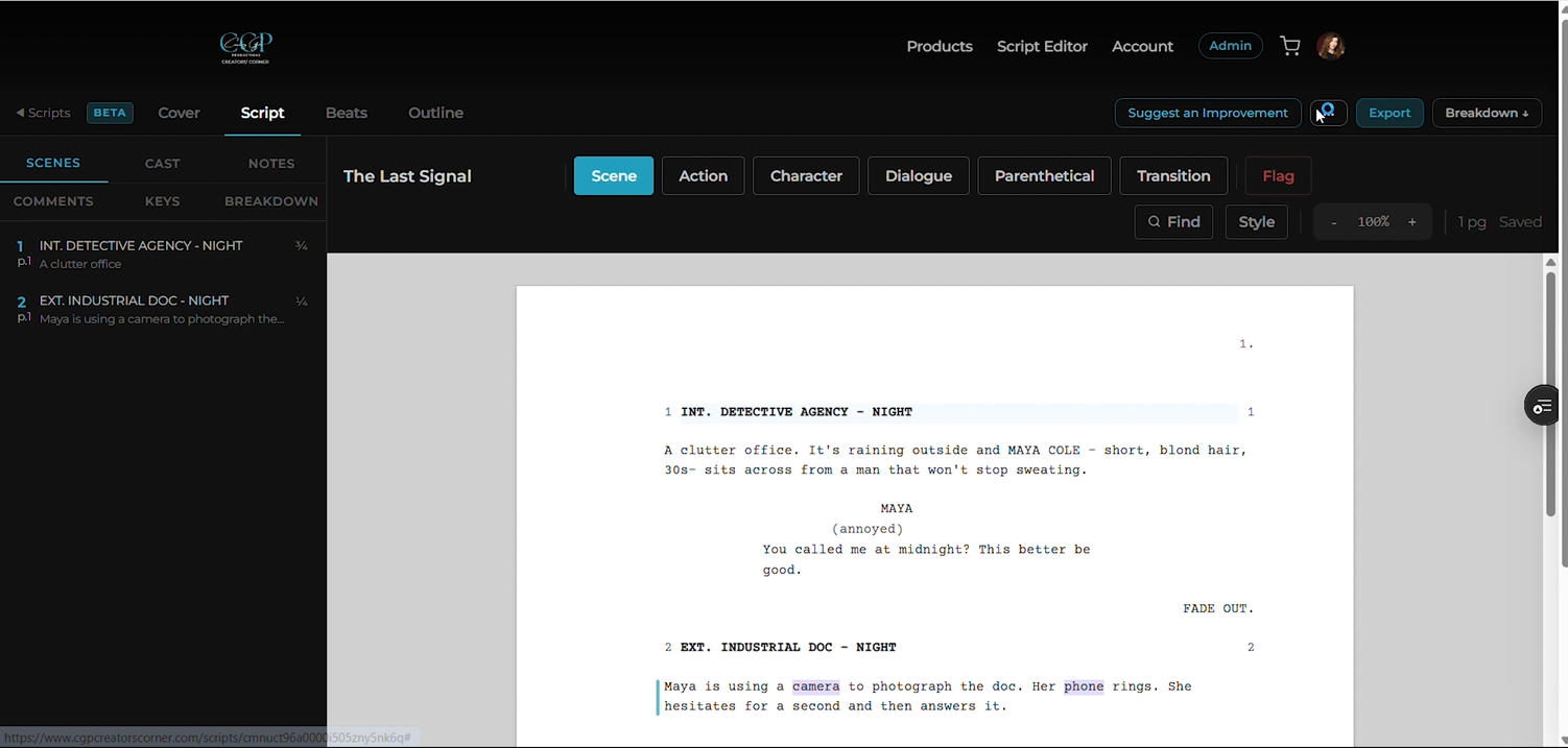 Script editor screenshot 4